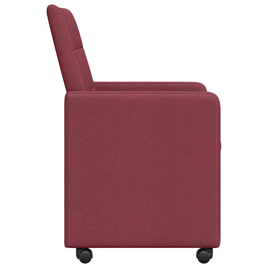 Spisebordsstole med hjul 2 pcs Vinrød 58 x 65 x 94 cm Stof