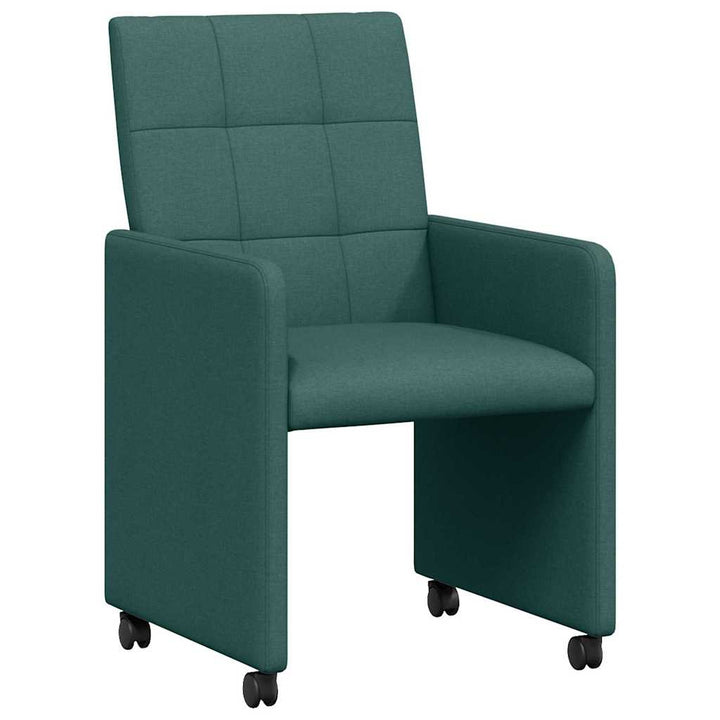 Spisebordsstole med hjul 2 pcs Mørkegrøn 58 x 65 x 94 cm Stof