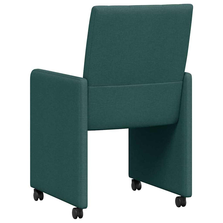 Spisebordsstole med hjul 2 pcs Mørkegrøn 58 x 65 x 94 cm Stof
