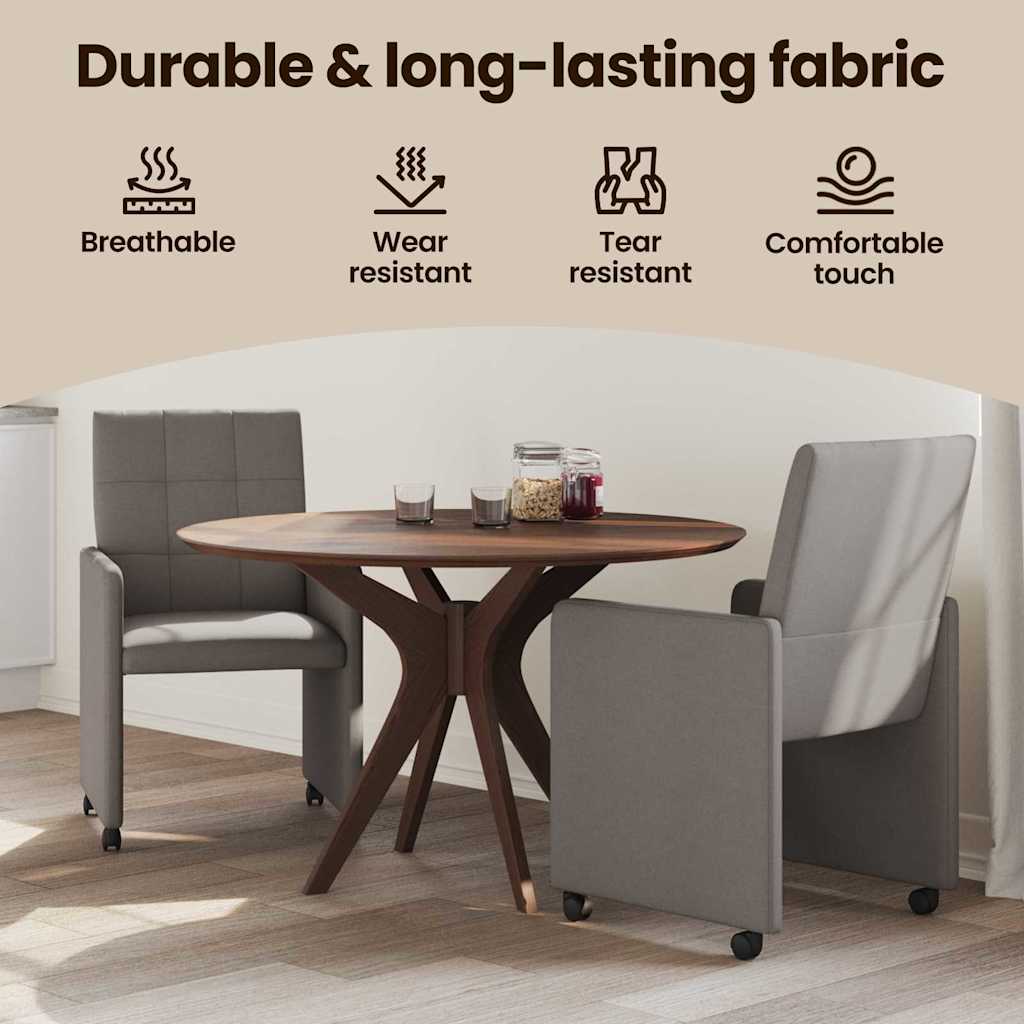Spisebordsstole med hjul 2 pcs Gråbrun 58 x 65 x 94 cm Stof