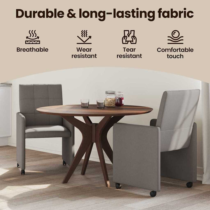Spisebordsstole med hjul 2 pcs Gråbrun 58 x 65 x 94 cm Stof