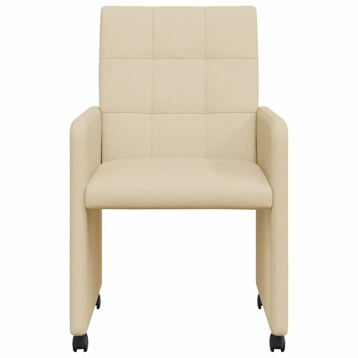 Spisebordsstole med hjul 2 pcs Creme 58 x 65 x 94 cm Stof