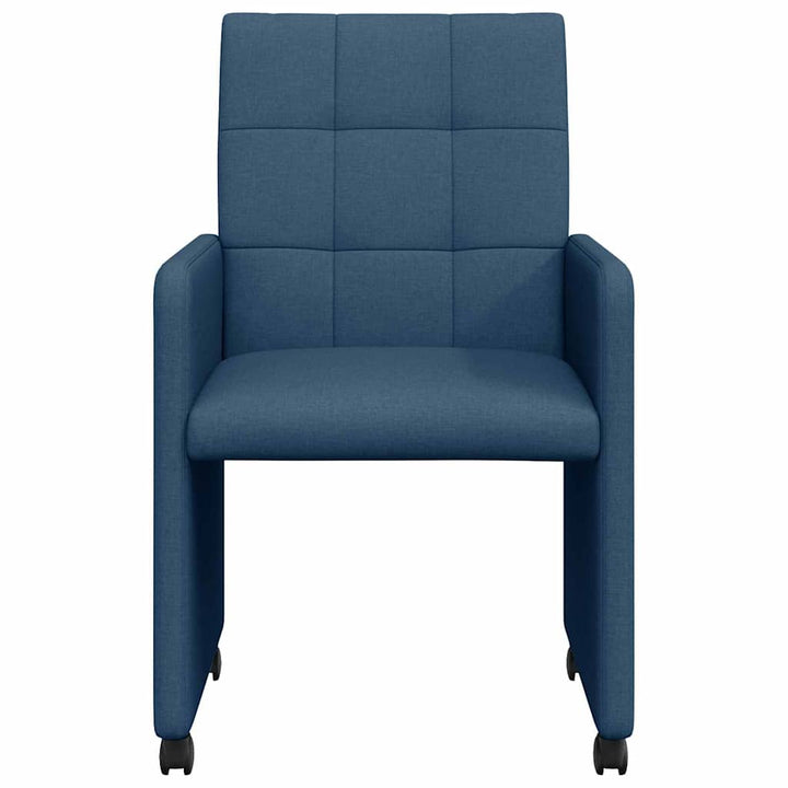 Spisebordsstole med hjul 2 pcs Blå 58 x 65 x 94 cm Stof