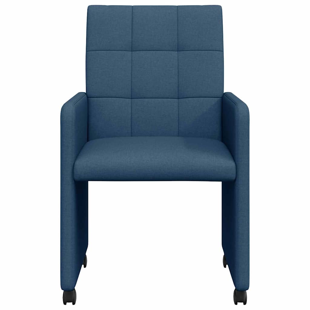 Spisebordsstole med hjul 2 pcs Blå 58 x 65 x 94 cm Stof