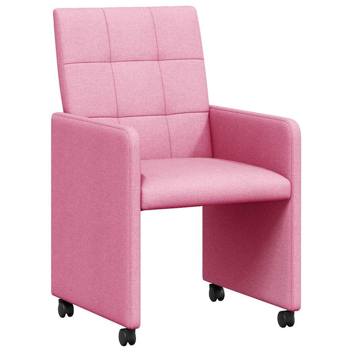 Spisebordsstole med hjul 2 pcs Lyserød 58 x 65 x 94 cm Stof