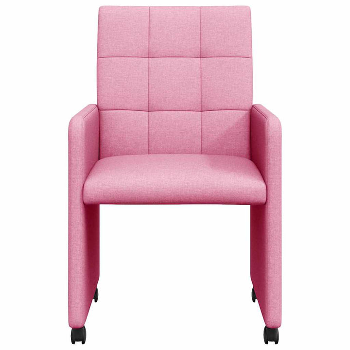 Spisebordsstole med hjul 2 pcs Lyserød 58 x 65 x 94 cm Stof