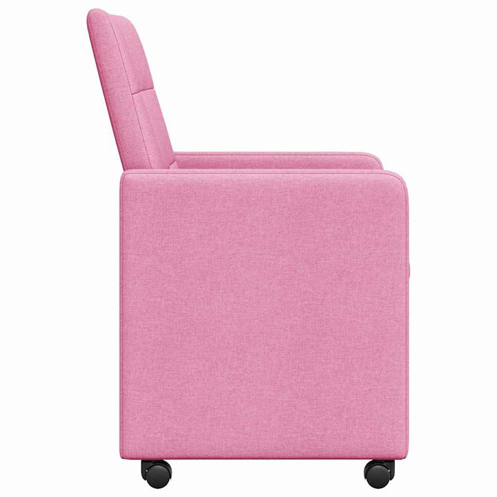 Spisebordsstole med hjul 2 pcs Lyserød 58 x 65 x 94 cm Stof