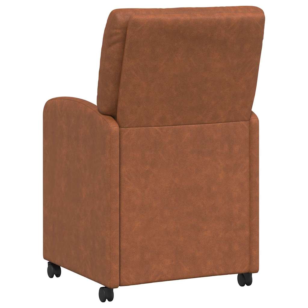 Spisebordsstole med hjul 2 pcs Brun 57 x 67 x 95 cm Kunstlæder
