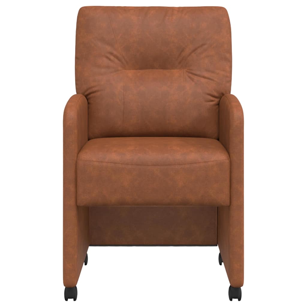 Spisebordsstole med hjul 2 pcs Brun 57 x 67 x 95 cm Kunstlæder
