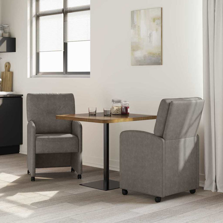 Spisebordsstole med hjul 2 pcs Grå 57 x 67 x 95 cm Kunstlæder