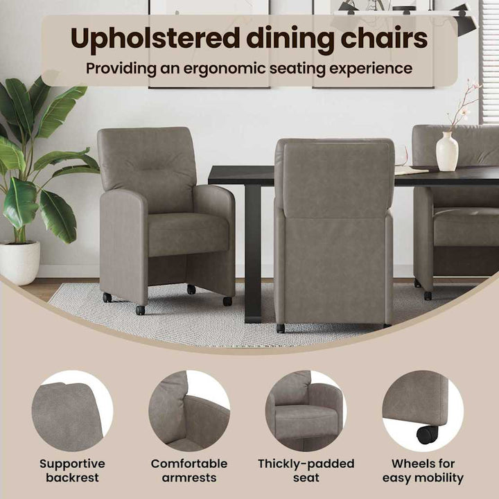 Spisebordsstole med hjul 2 pcs Grå 57 x 67 x 95 cm Kunstlæder