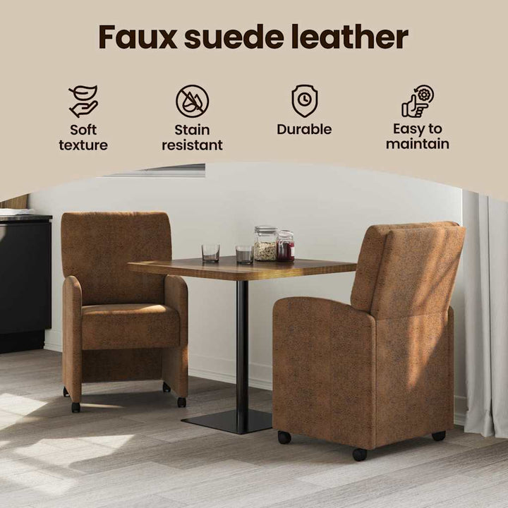 Spisebordsstole med hjul med hjul 2 pcs Brun 57 x 67 x 95 cm