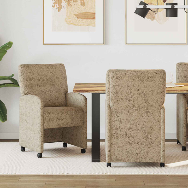 Spisebordsstole med hjul 2 stk. Faux suede læder Lysegrå