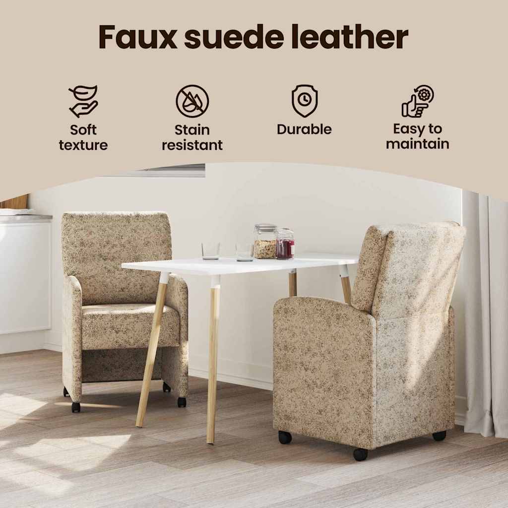 Spisebordsstole med hjul med hjul 2 pcs Lysegrå 57 x 67 x 95 cm