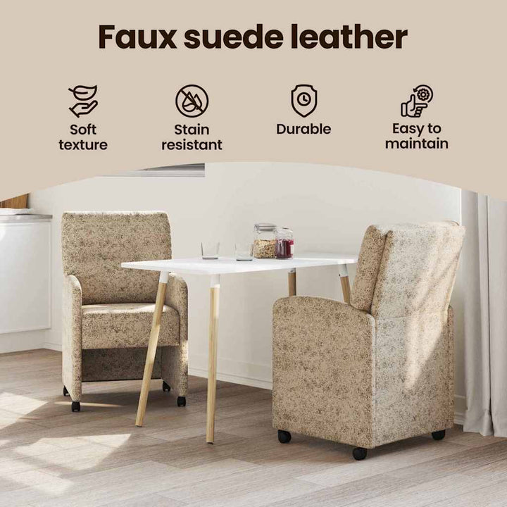 Spisebordsstole med hjul med hjul 2 pcs Lysegrå 57 x 67 x 95 cm