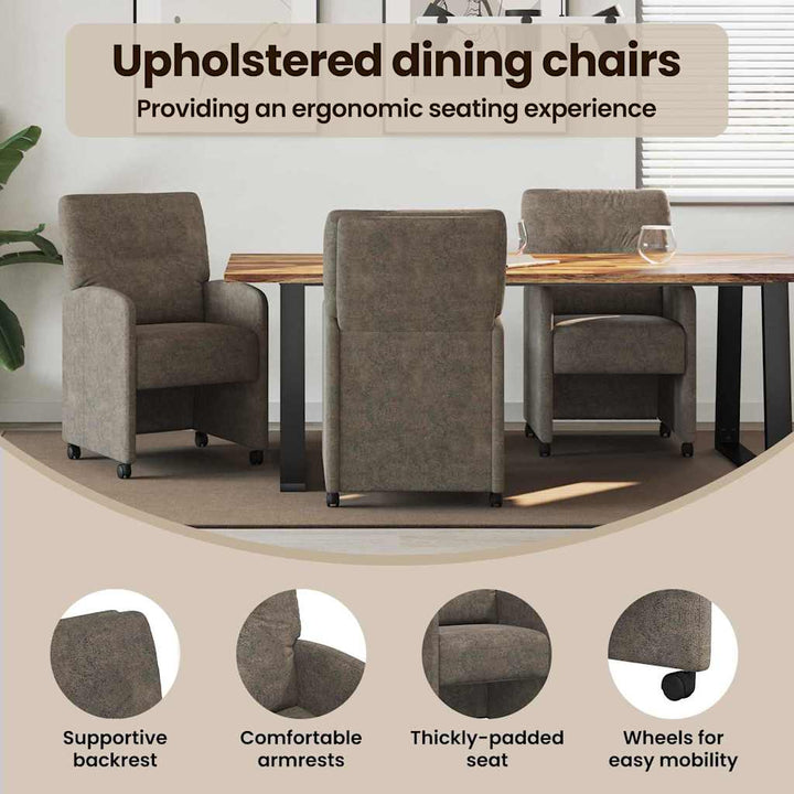 Spisebordsstole med hjul 2 pcs Mørkegrå 57 x 67 x 95 cm
