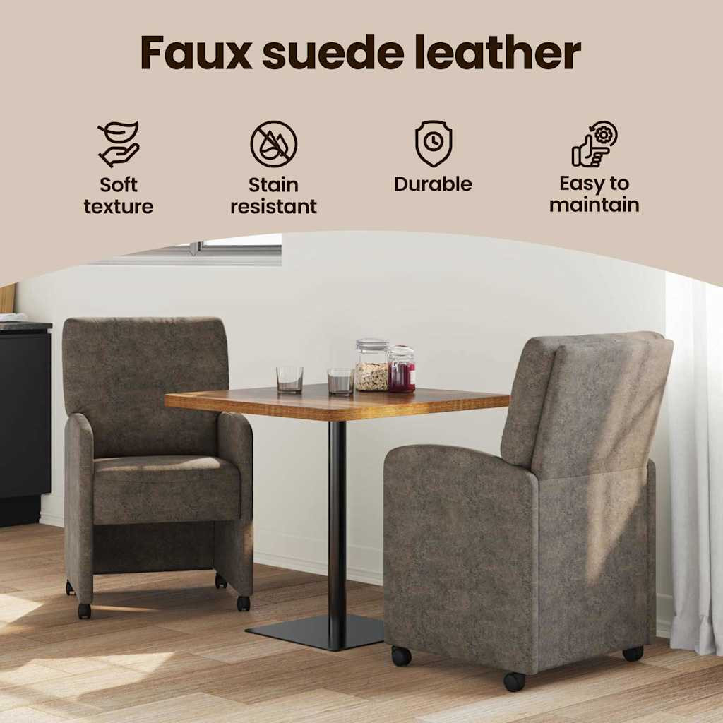 Spisebordsstole med hjul 2 pcs Mørkegrå 57 x 67 x 95 cm