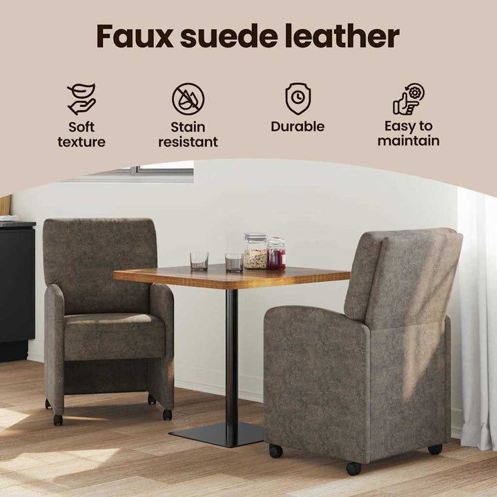 Spisebordsstole med hjul 2 pcs Mørkegrå 57 x 67 x 95 cm