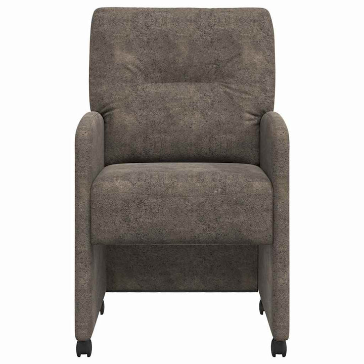 Spisebordsstole med hjul 2 stk. Faux suede læder Mørkegrå