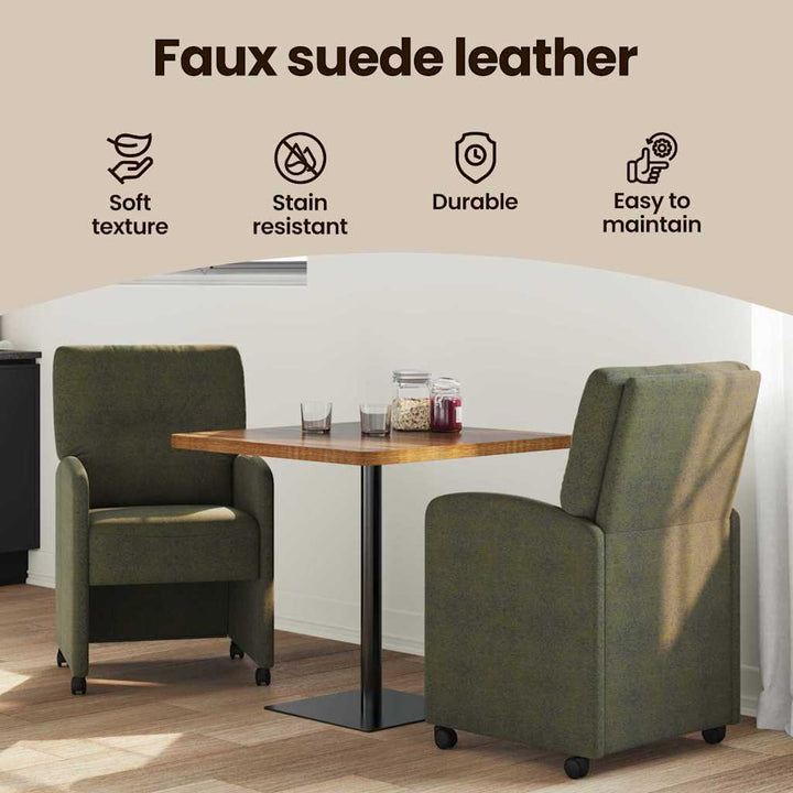 Spisebordsstole med hjul 2 pcs Army grøn 57 x 67 x 95 cm