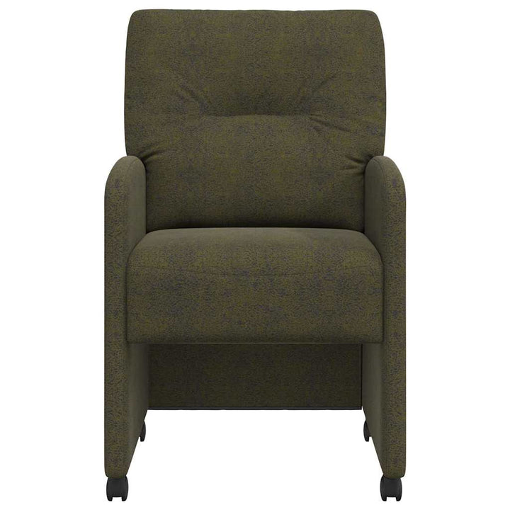 Spisebordsstole med hjul 2 stk. Faux suede læder Army grøn