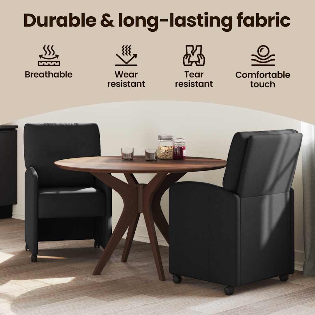 Spisebordsstole med hjul 2 pcs Sort 57 x 67 x 95 cm Stof