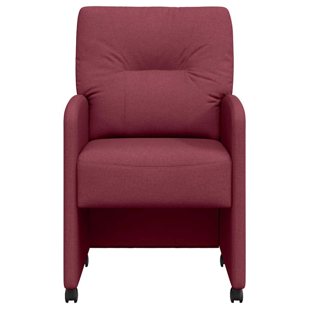 Spisebordsstole med hjul 2 pcs Vinrød 57 x 67 x 95 cm Stof