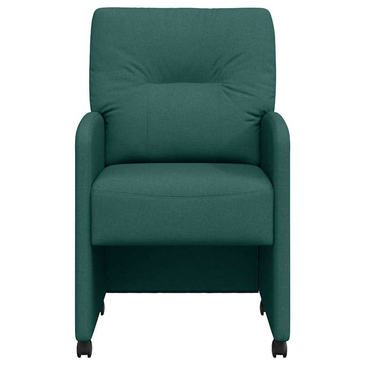 Spisebordsstole med hjul 2 stk. Stof Mørkegrøn 57 x 67 x 95 cm