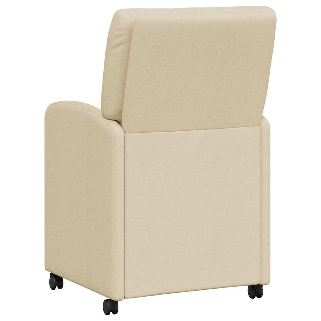 Spisebordsstole med hjul 2 pcs Creme 57 x 67 x 95 cm Stof