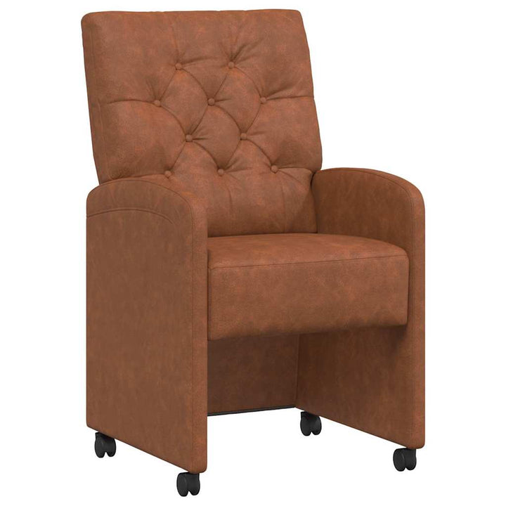 Spisebordsstole med hjul 2 pcs Brun 58 x 67 x 97 cm Kunstlæder
