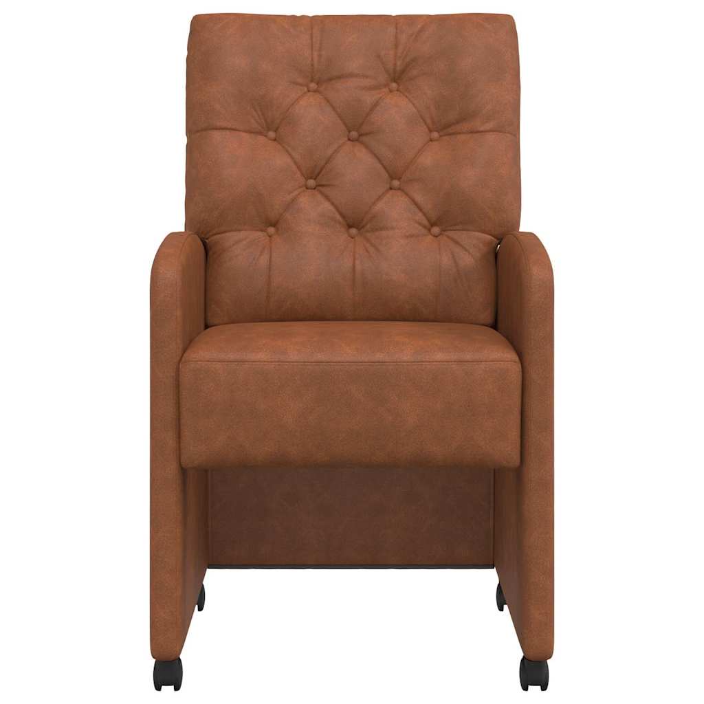Spisebordsstole med hjul 2 pcs Brun 58 x 67 x 97 cm Kunstlæder