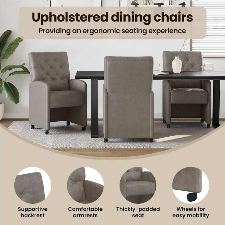 Spisebordsstole med hjul 2 pcs Grå 58 x 67 x 97 cm Kunstlæder