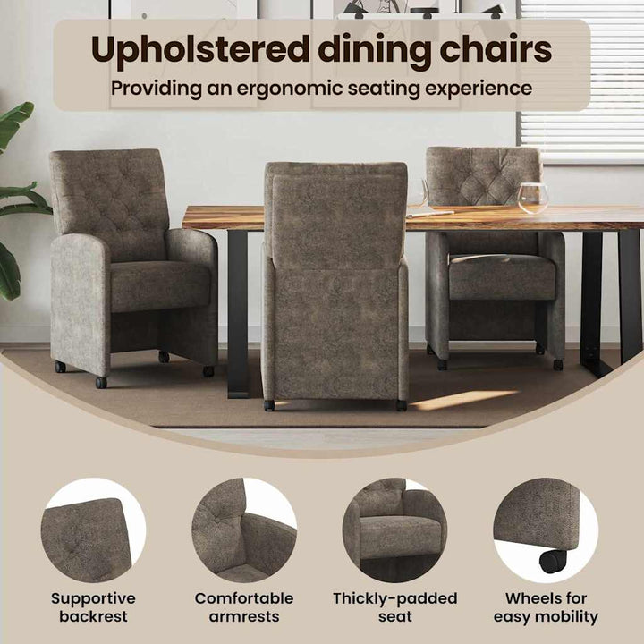 Spisebordsstole med hjul 2 pcs Mørkegrå 58 x 67 x 97 cm