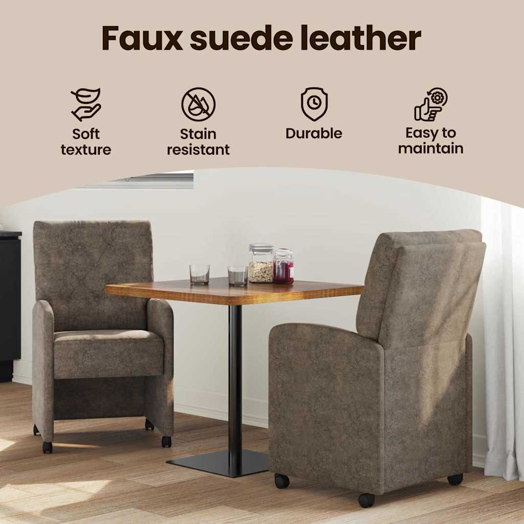 Spisebordsstole med hjul 2 pcs Mørkegrå 58 x 67 x 97 cm