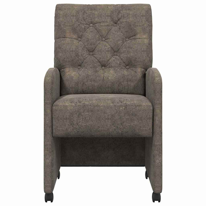 Spisebordsstole med hjul 2 stk. Faux Suede Læder Mørkegrå