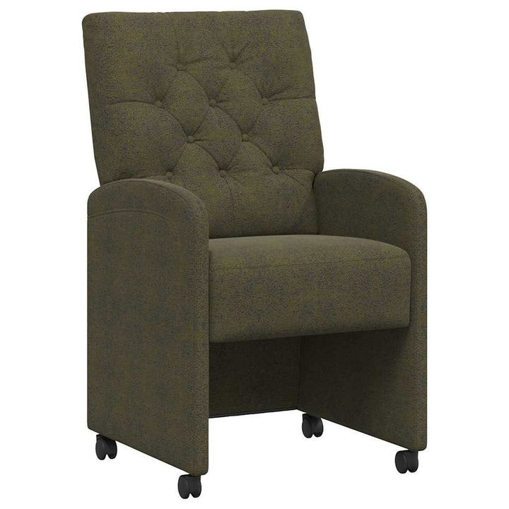 Spisebordsstole med hjul 2 stk. Faux Suede Læder Army grøn