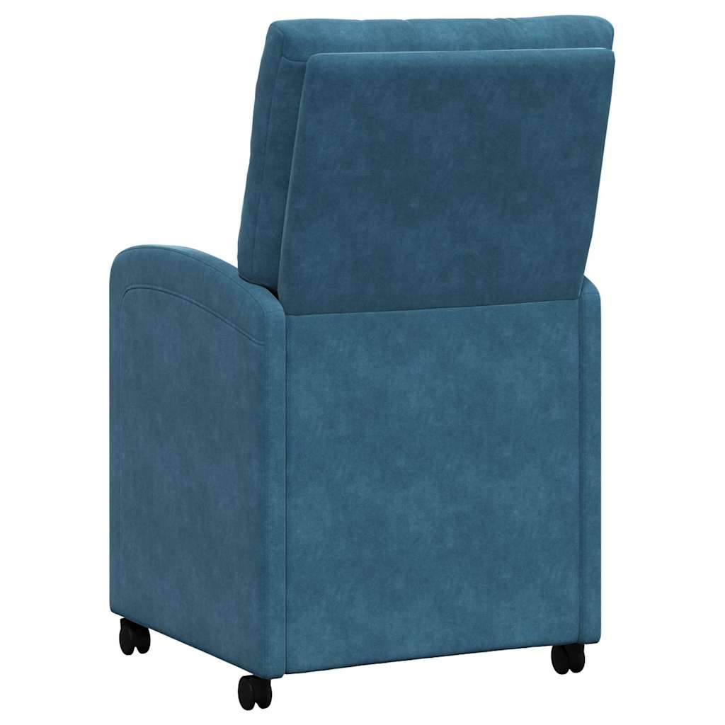 Spisebordsstole med hjul 2 pcs Blå 58 x 67 x 97 cm Fløjl