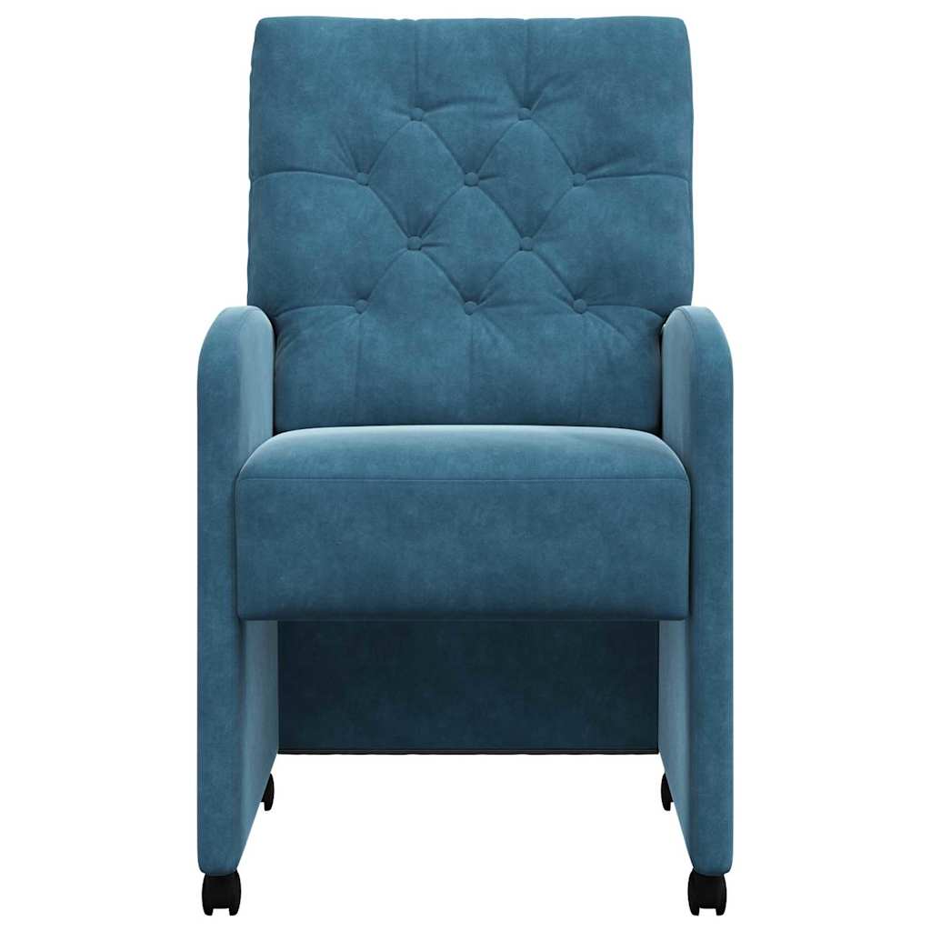 Spisebordsstole med hjul 2 pcs Blå 58 x 67 x 97 cm Fløjl