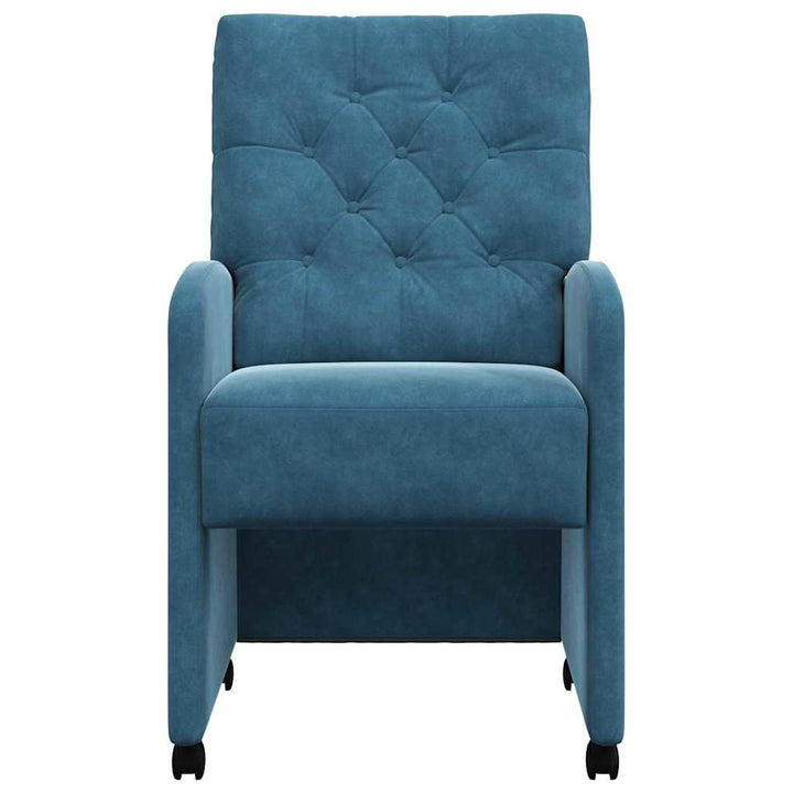 Spisebordsstole med hjul 2 pcs Blå 58 x 67 x 97 cm Fløjl