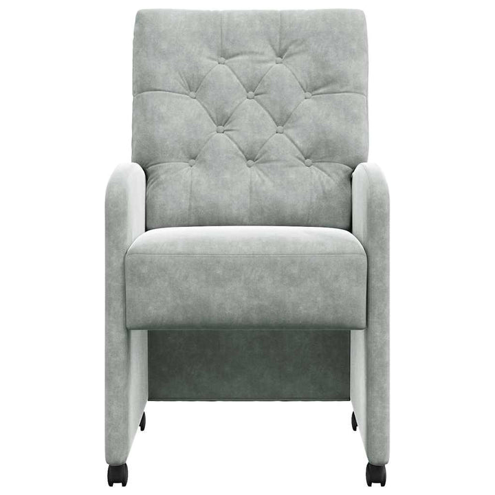 Spisebordsstole med hjul 2 stk. Fløjl Lysegrå 58 x 67 x 97 cm
