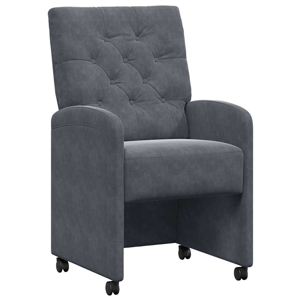 Spisebordsstole med hjul 2 pcs Mørkegrå 58 x 67 x 97 cm Fløjl
