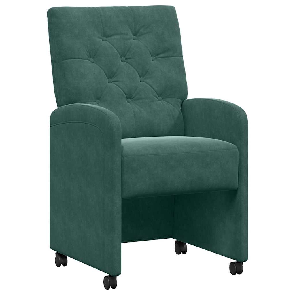 Spisebordsstole med hjul 2 pcs Mørkegrøn 58 x 67 x 97 cm Fløjl