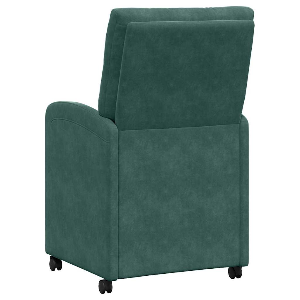 Spisebordsstole med hjul 2 pcs Mørkegrøn 58 x 67 x 97 cm Fløjl
