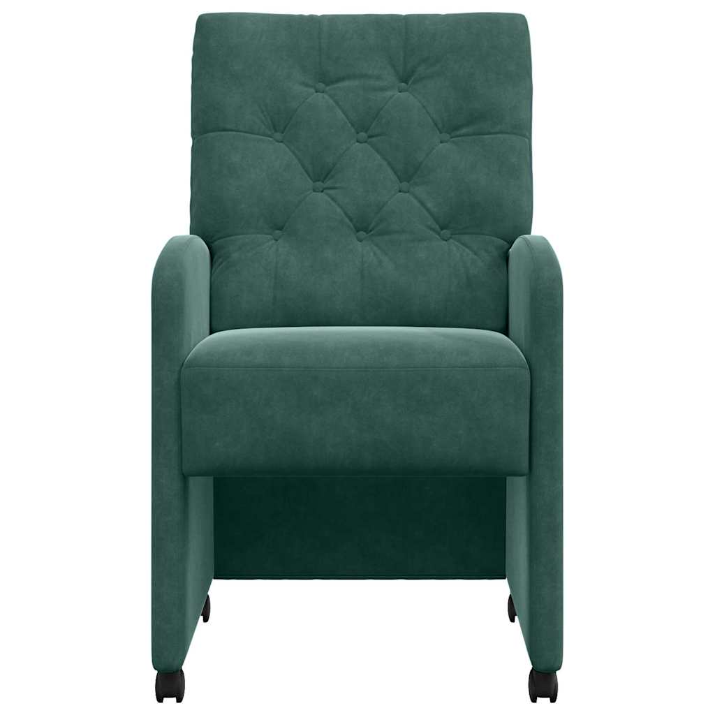 Spisebordsstole med hjul 2 pcs Mørkegrøn 58 x 67 x 97 cm Fløjl