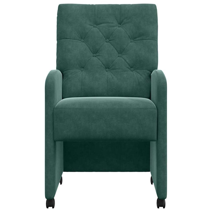 Spisebordsstole med hjul 2 pcs Mørkegrøn 58 x 67 x 97 cm Fløjl