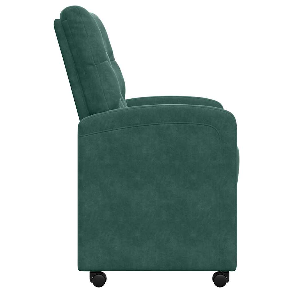 Spisebordsstole med hjul 2 pcs Mørkegrøn 58 x 67 x 97 cm Fløjl