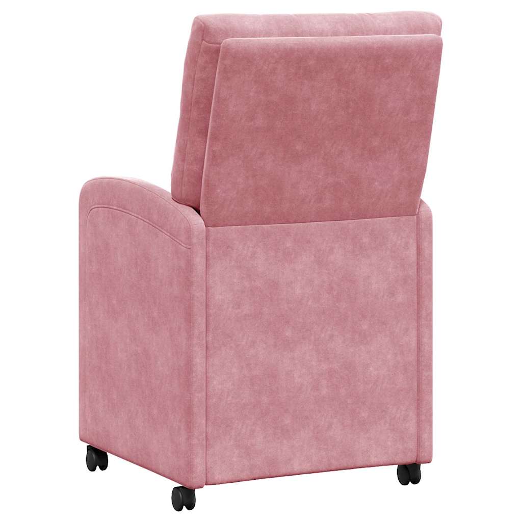 Spisebordsstole med hjul 2 pcs Lyserød 58 x 67 x 97 cm Fløjl