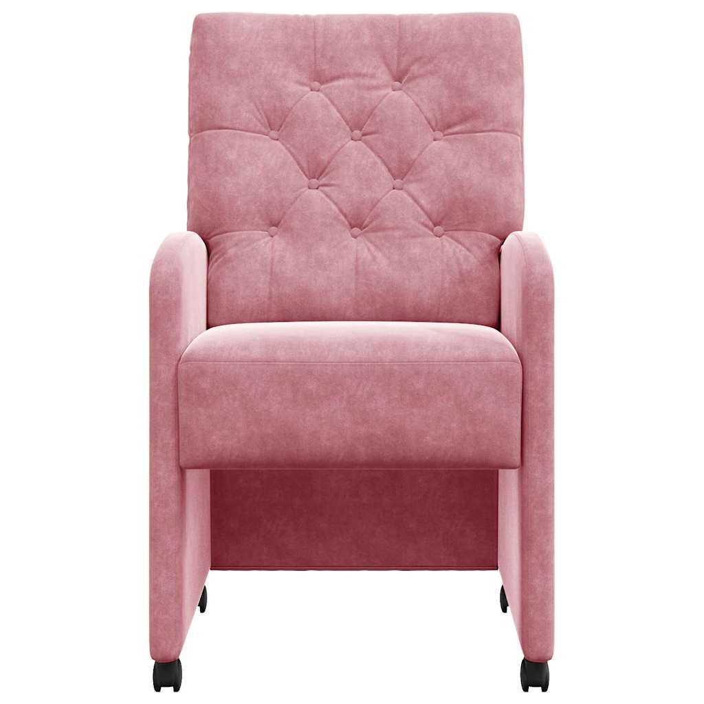 Spisebordsstole med hjul 2 pcs Lyserød 58 x 67 x 97 cm Fløjl