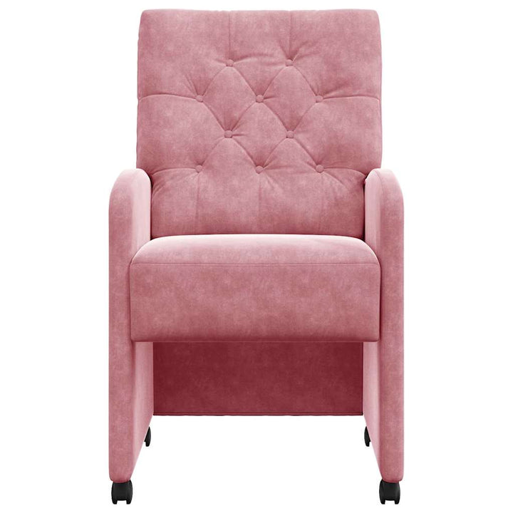 Spisebordsstole med hjul 2 pcs Lyserød 58 x 67 x 97 cm Fløjl