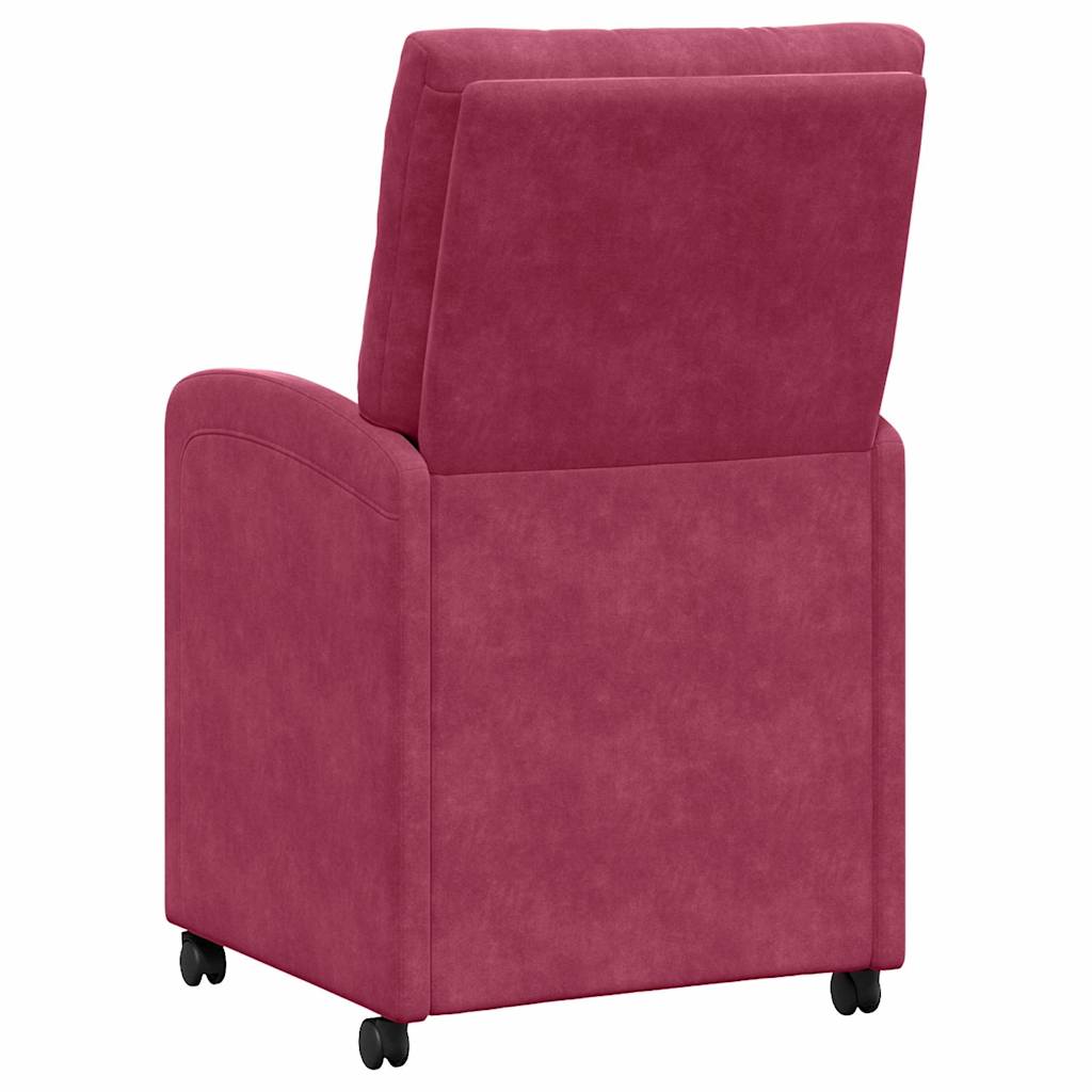 Spisebordsstole med hjul 2 pcs Vinrød 58 x 67 x 97 cm Fløjl